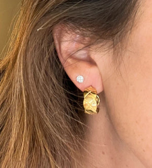 Boucles d oreilles créoles en acier inoxydable ouvertes crush long 2 cm excellent état