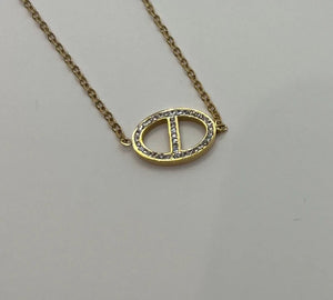 Collier sautoir en acier inoxydable et strass long 49 cm excellent état