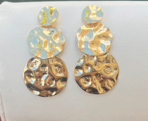 Boucles d’oreilles en acier inoxydable martelé long 6,5cm  excellent état