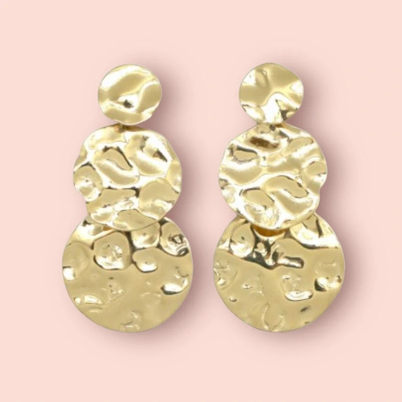 Boucles d’oreilles en acier inoxydable martelé long 6,5cm  excellent état