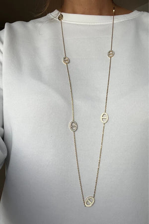 Collier sautoir en acier inoxydable et strass long 49 cm excellent état