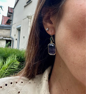 Boucles d’oreilles en acier inoxydable et pierres naturelles long 4 cm excellent état