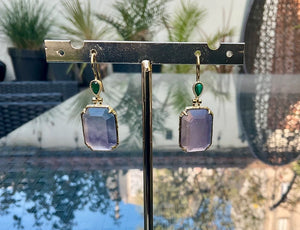 Boucles d’oreilles en acier inoxydable et pierres naturelles long 4 cm excellent état