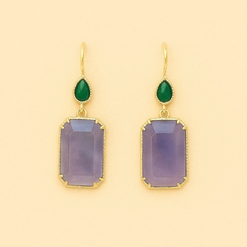 Boucles d’oreilles en acier inoxydable et pierres naturelles long 4 cm excellent état