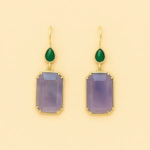Boucles d’oreilles en acier inoxydable et pierres naturelles long 4 cm excellent état