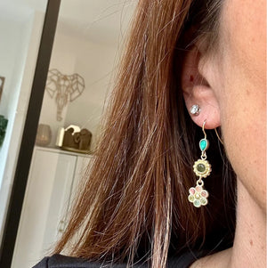 Boucles d’oreilles en acier inoxydable et pierres naturelles long 4,5cm  excellent état