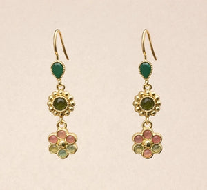 Boucles d’oreilles en acier inoxydable et pierres naturelles long 4,5cm  excellent état