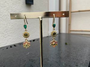 Boucles d’oreilles en acier inoxydable et pierres naturelles long 4,5cm  excellent état