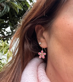 Boucles d’oreilles en acier inoxydable et pierres naturelles, long 3 cm. Excellent état.
