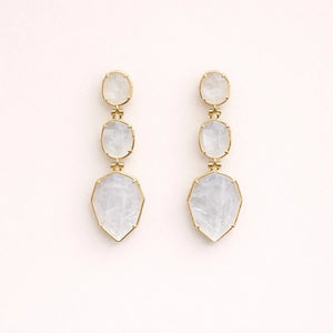 Boucles d oreilles en acier inoxydable et pierres naturelles 5,5cm excellent état
