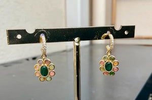Boucles d'oreilles en acier, oxydable et pierres naturelles long 2 cm excellent état