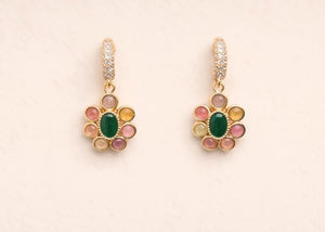Boucles d'oreilles en acier, oxydable et pierres naturelles long 2 cm excellent état