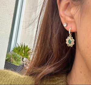 Boucles d'oreilles en acier, oxydable et pierres naturelles long 2 cm excellent état