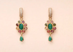 Boucles d oreilles en acier inoxydable et pierres naturelles long 3,5 cm excellent état