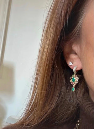 Boucles d oreilles en acier inoxydable et pierres naturelles long 3,5 cm excellent état