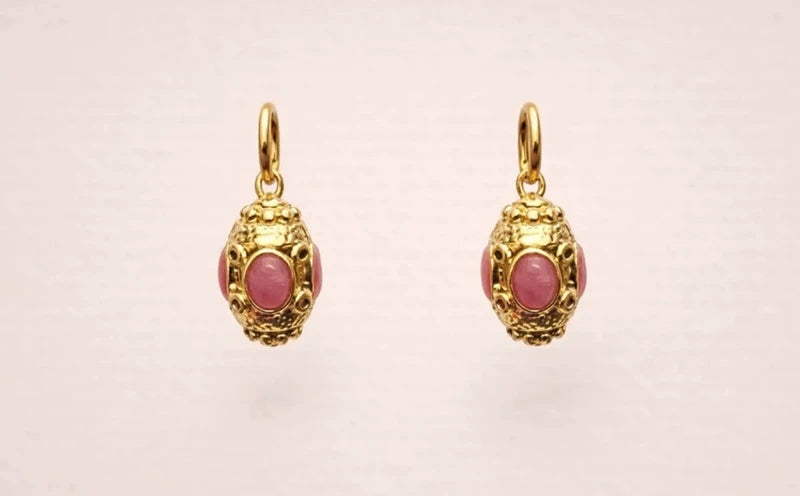 Boucles d'oreilles en acier, oxydable et pierres naturelles long 2,5 cm excellent état