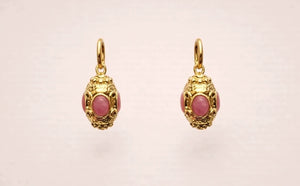Boucles d'oreilles en acier, oxydable et pierres naturelles long 2,5 cm excellent état