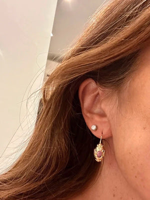 Boucles d'oreilles en acier, oxydable et pierres naturelles long 2,5 cm excellent état