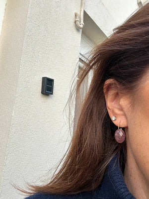 Boucles d’oreilles en acier, oxydable et pierres naturelles long 2,5cm excellent état