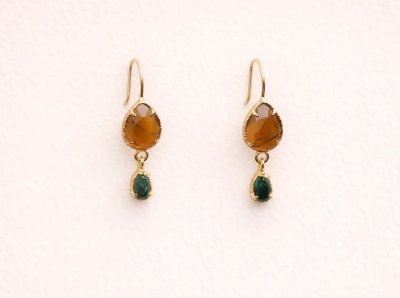 Boucles d’oreilles en a assez inoxydable et pierres naturelles long 3 cm excellent état