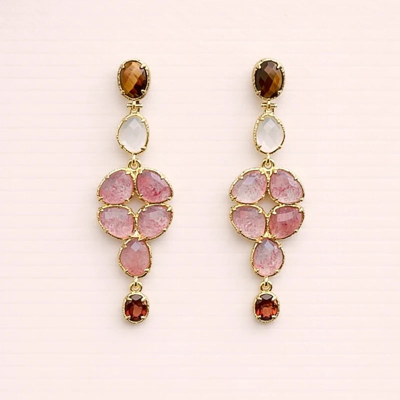 Boucles en acier inoxydable et pierres naturelles long 6cm  excellent etat