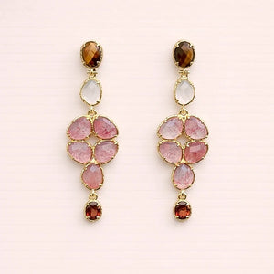 Boucles en acier inoxydable et pierres naturelles long 6cm  excellent etat