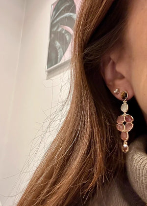 Boucles en acier inoxydable et pierres naturelles long 6cm  excellent etat