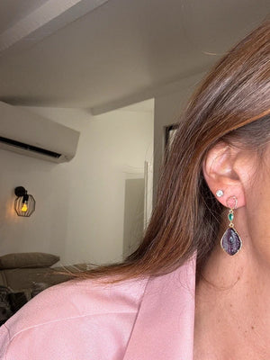 Boucles en acier inoxydable et pierres naturelles long 4,2cm excellent état