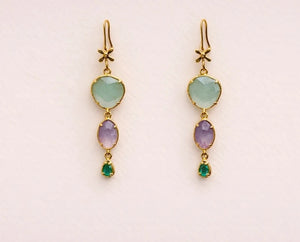 Boucles en acier inoxydable et pierres naturelles long 5cm excellent etat