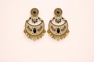 Boucles d oreilles en acier inoxydable, résine et pierres naturelles long5,5 cm excellent état