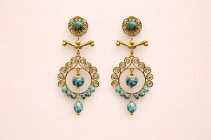 Boucles d oreilles acier inoxydable et pierres naturelles long 6 cm excellent état