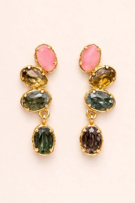 Boucles d’oreilles en acier inoxydable et pierres naturelles long: 2,5 cm excellent état