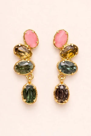Boucles d’oreilles en acier inoxydable et pierres naturelles long: 2,5 cm excellent état