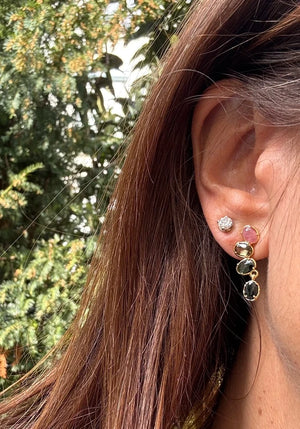 Boucles d’oreilles en acier inoxydable et pierres naturelles long: 2,5 cm excellent état