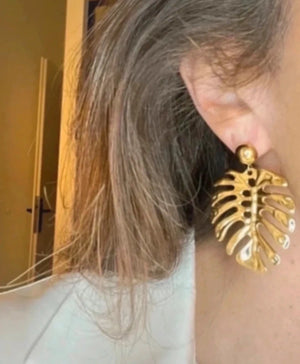 Boucles d oreilles tropique en acier inoxydable long 5,5 cm excellent étatt