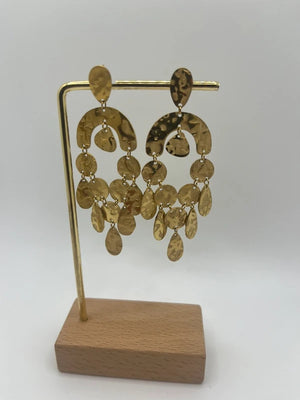Boucles d oreilles en acier inoxydable martelé long 7 cm excellent état