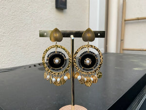 Boucles d’oreilles Serenity acier inoxydable et pierres naturelles , long 7 cm . Excellent état