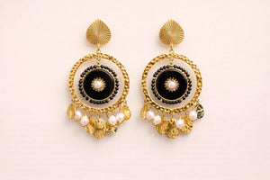 Boucles d’oreilles Serenity acier inoxydable et pierres naturelles , long 7 cm . Excellent état