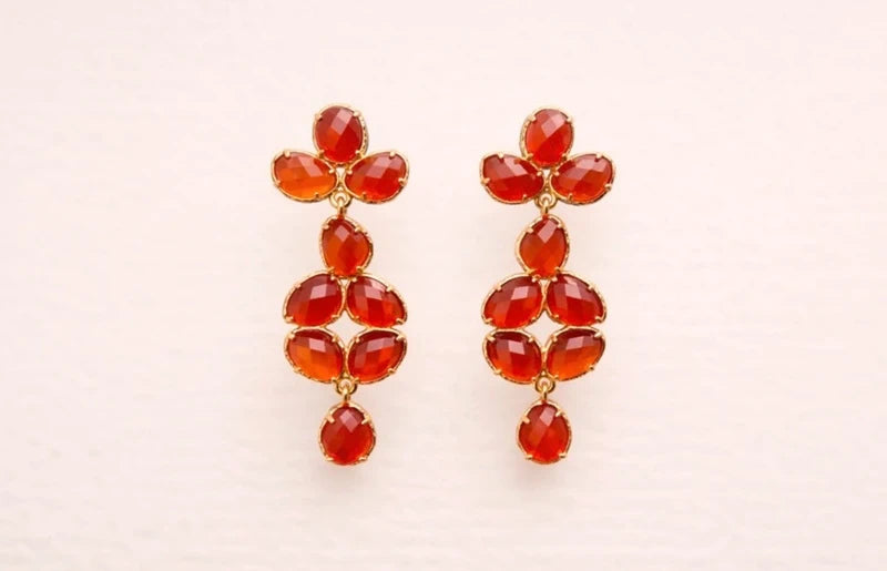 Boucles d oreilles en acier inoxydable et pierres naturelles long 4,5 cm excellent état