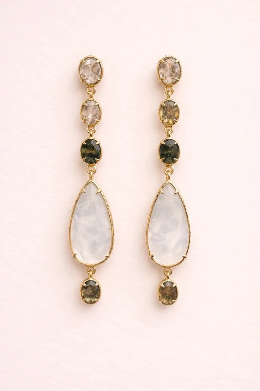 Boucles d’oreilles en acier inoxydable et pierres naturelles long: 6,5cm  excellent état