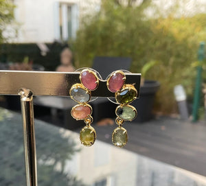 Boucles d’oreilles en acier inoxydable et pierres naturelles long: 2,5 cm excellent