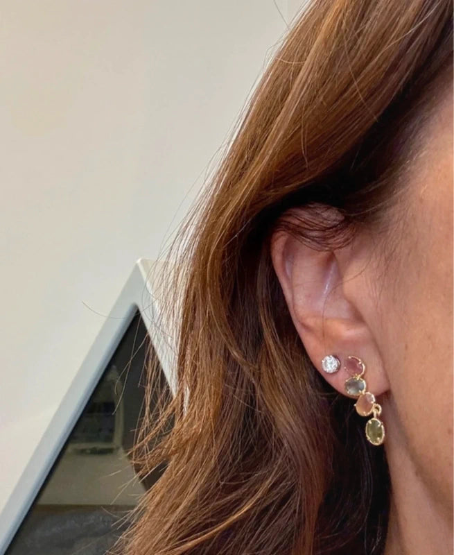 Boucles d’oreilles en acier inoxydable et pierres naturelles long: 2,5 cm excellent