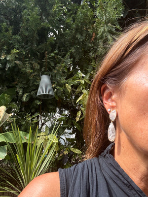 Boucles d’oreilles, Habaha, longueur 6 cm.