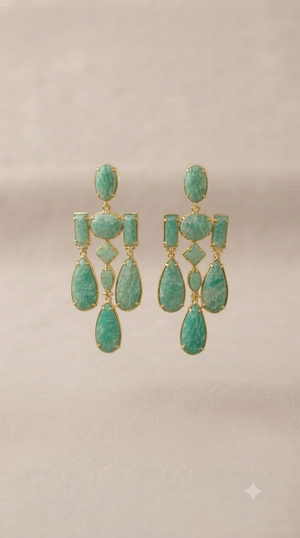 Boucles d’oreilles Habaha en amazonite long 6,5cm