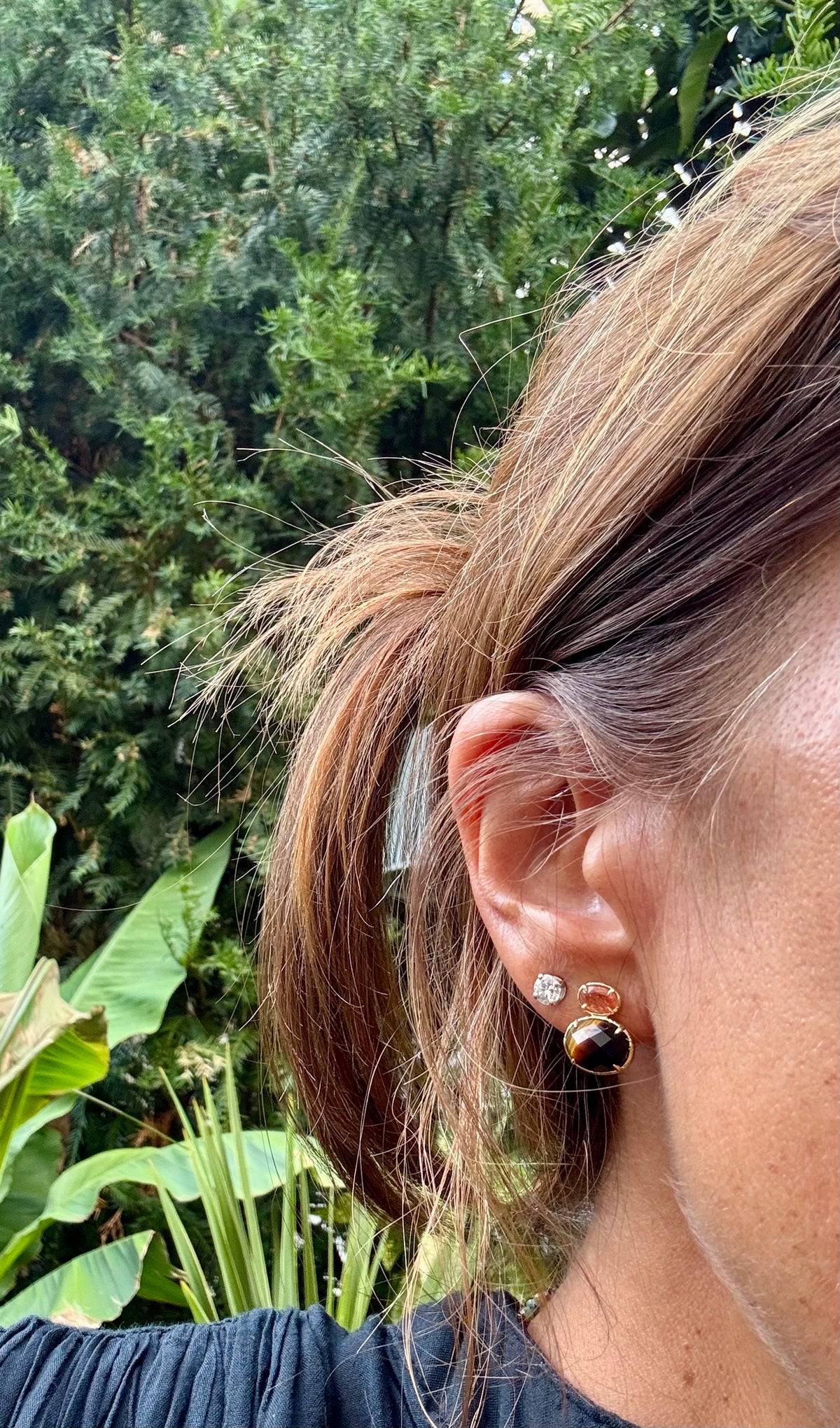 Boucles d’oreilles Habaha en pierres naturelles long 1,3cm