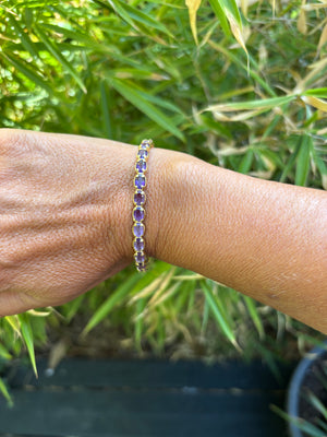 Bracelet en laiton doré à l or fin et améthyste HABAHA PARIS