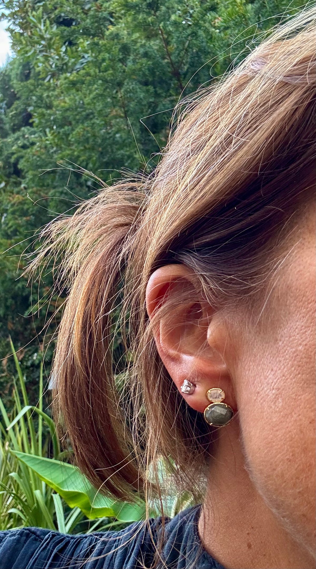Boucles d’oreilles Habaha en pierres naturelles long 1,3cm
