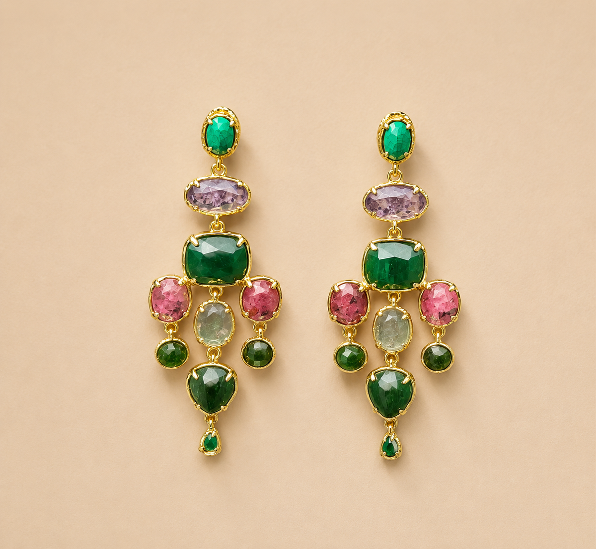 Boucles d’oreilles Habaha en pierres naturelles, longueur 6,5 cm