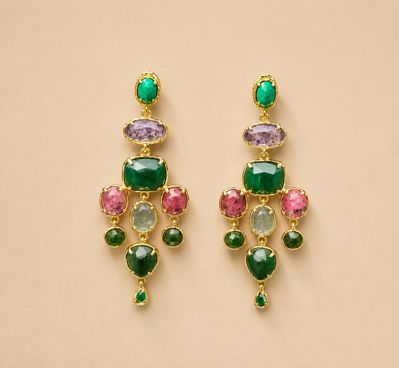 Boucles d’oreilles Habaha en pierres naturelles, longueur 6,5 cm