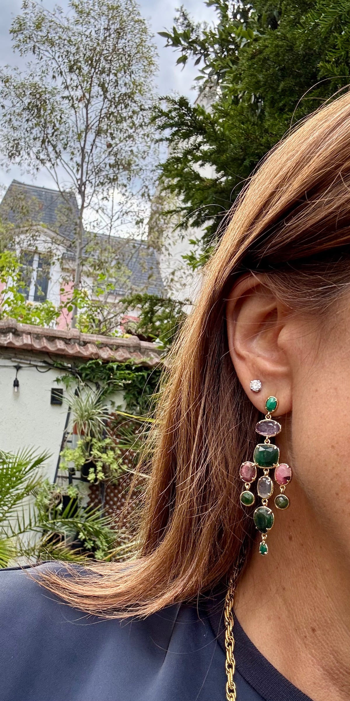 Boucles d’oreilles Habaha en pierres naturelles, longueur 6,5 cm
